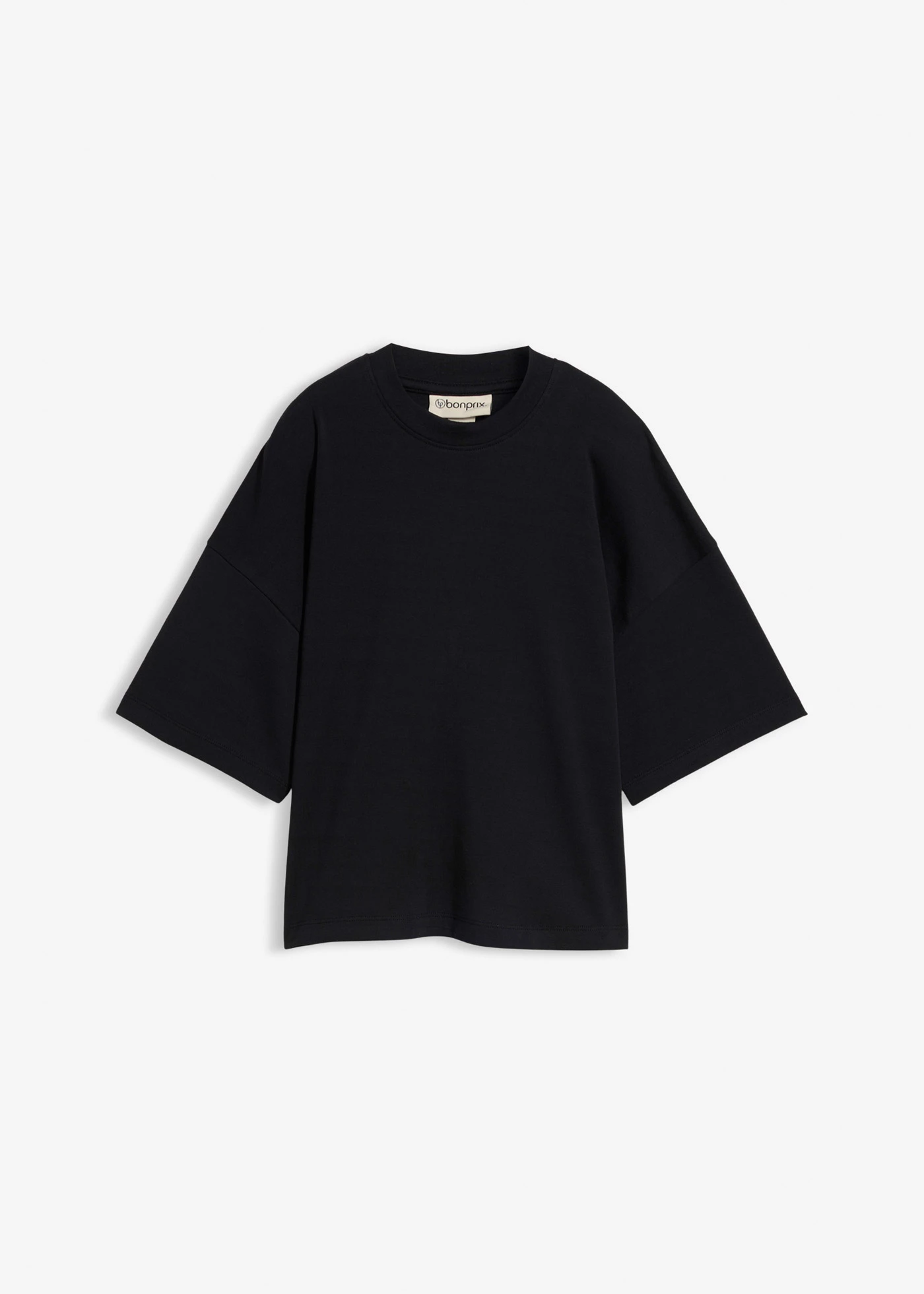 T-shirt court et oversize en coton épais • noir • Boutique bonprix