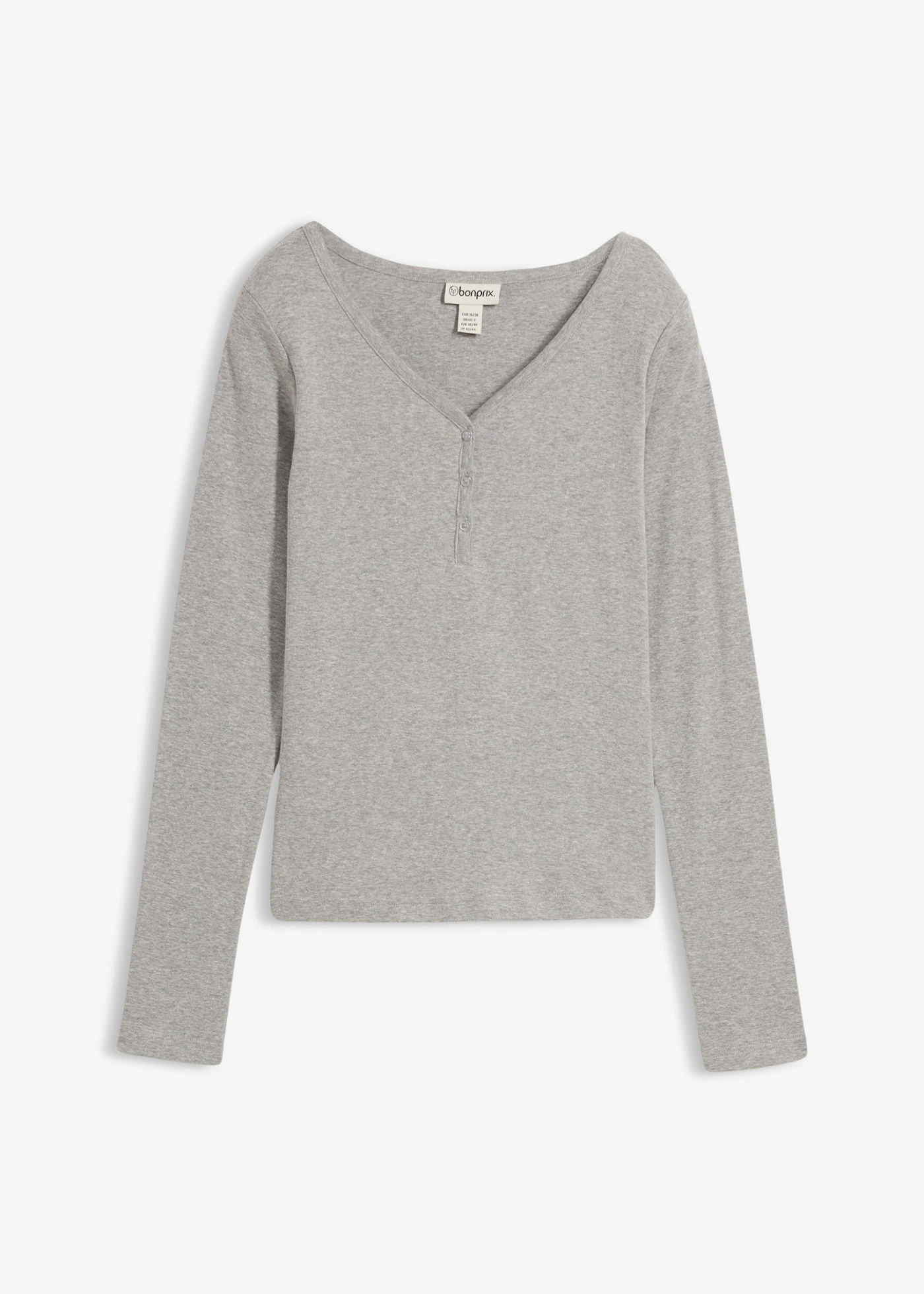 Tričko s dlouhým rukávem, z čisté organické bavlny • světle šedý melír melír • bonprix obchod