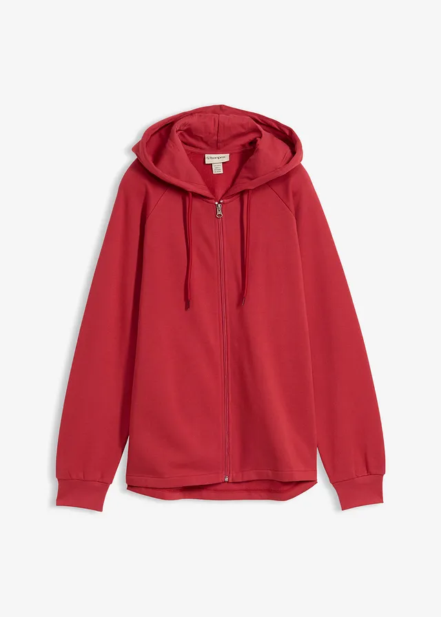 Bluza rozpinana z czystej bawełny organicznej • czerwony wiśniowy • sklep bonprix