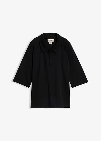 T-shirt à col zippé • noir • Boutique bonprix