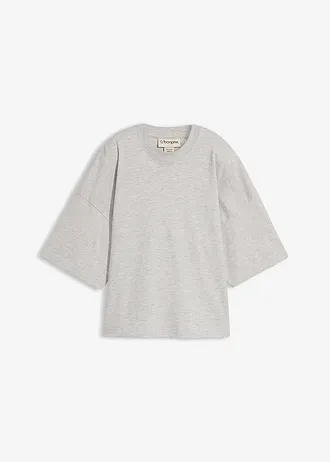 T-shirt oversize en coton épais • gris clair chiné • Boutique bonprix