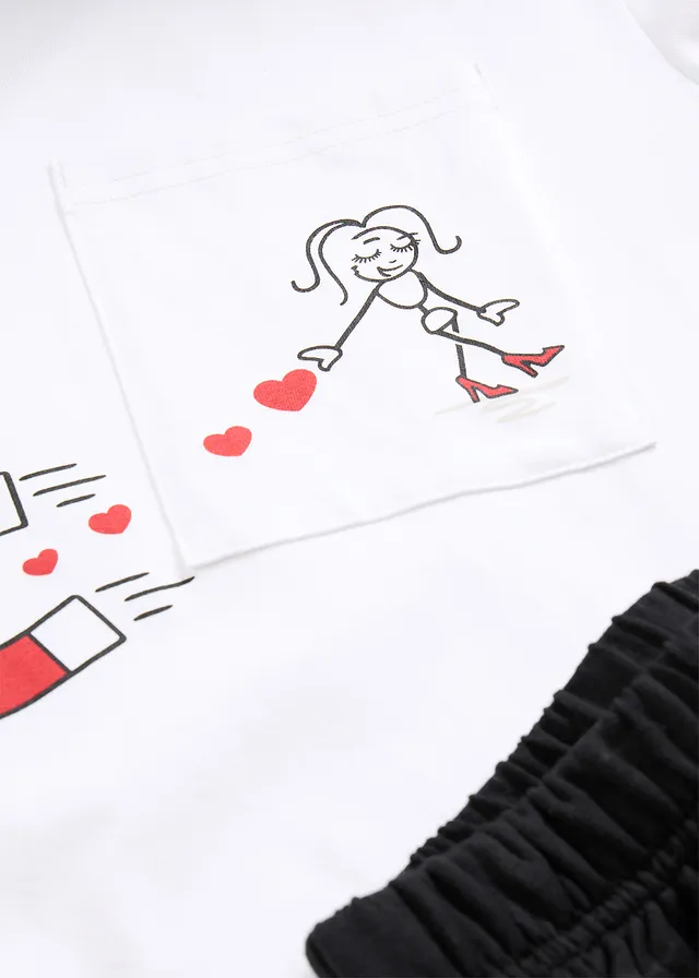 Pyjashort en coton doux • blanc + noir • product-page.page-title-suffix