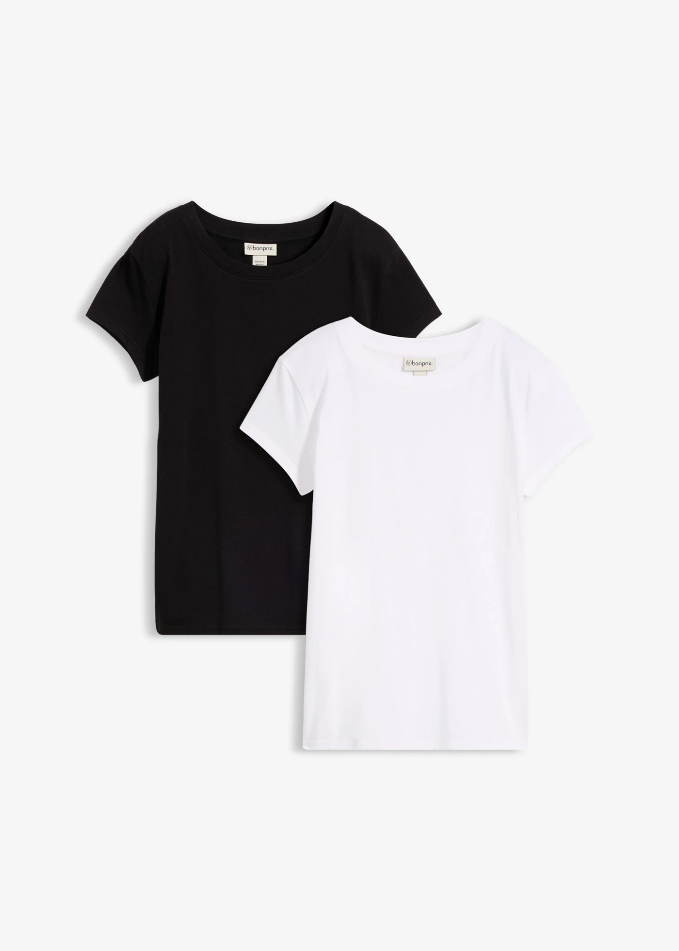 Lot de 2 T-shirts 100% coton • noir/blanc • Boutique bonprix