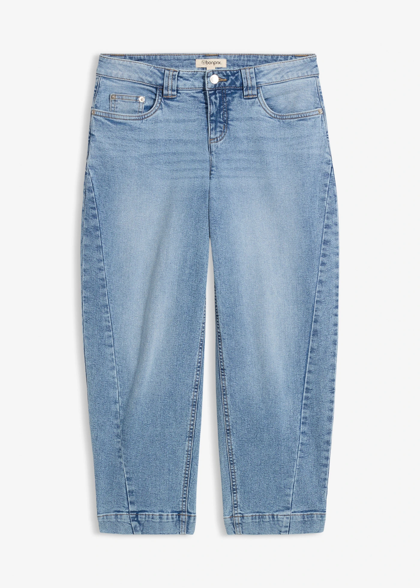 Blugi Barrel, Mid Waist, cropped • bleu denim • magazin bonprix