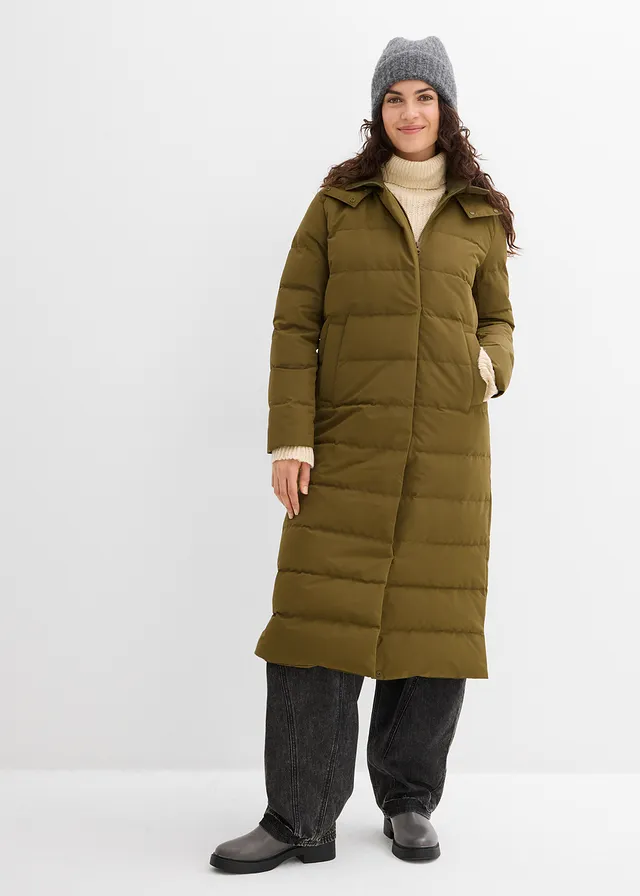 Doudoune longue et déperlante en duvet • olive • product-page.page-title-suffix