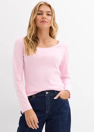 Bluză cu mâneci lungi din bumbac organic 100% • roz cristal • magazin bonprix