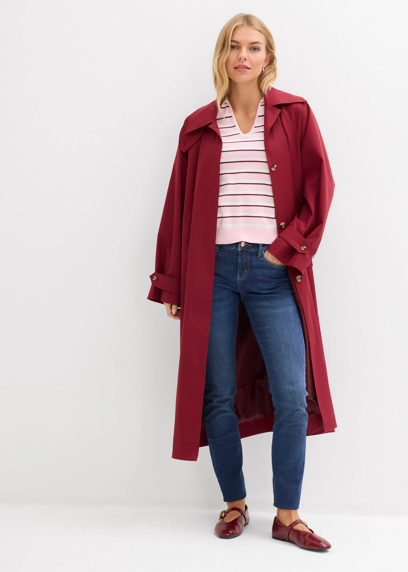 Trui met polokraag • wit-kristalroze-robijnrood • bonprix online shop