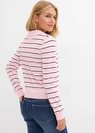 Trui met polokraag, Kleur: wit-kristalroze-robijnrood