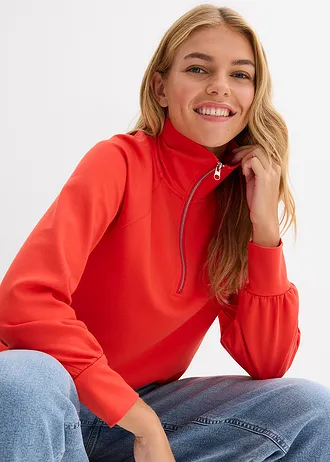 Bluză casual din material scuba moale • roșu-căpșună • magazin bonprix