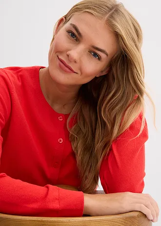 Finom kötésű kardigán • eperpiros • bonprix áruház