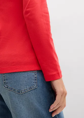 Bluză cu mâneci lungi din bumbac organic 100% • roșu-căpșună • magazin bonprix