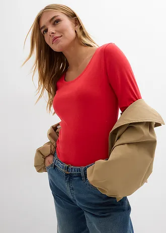 Longsleeve van biologisch katoen • aardbeirood • bonprix online shop