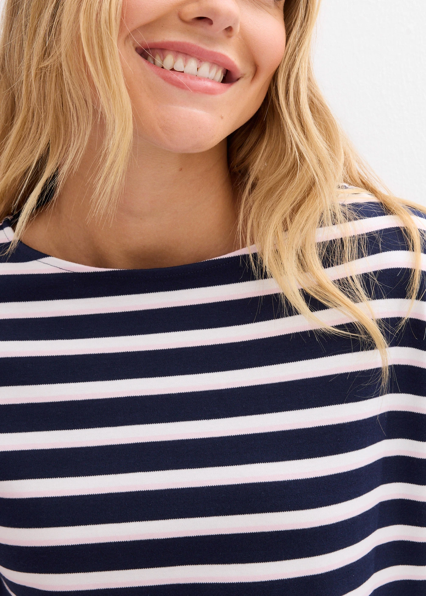 Longsleeve van puur biologisch katoen • wit-kristalroze-donkerblauw • bonprix online shop