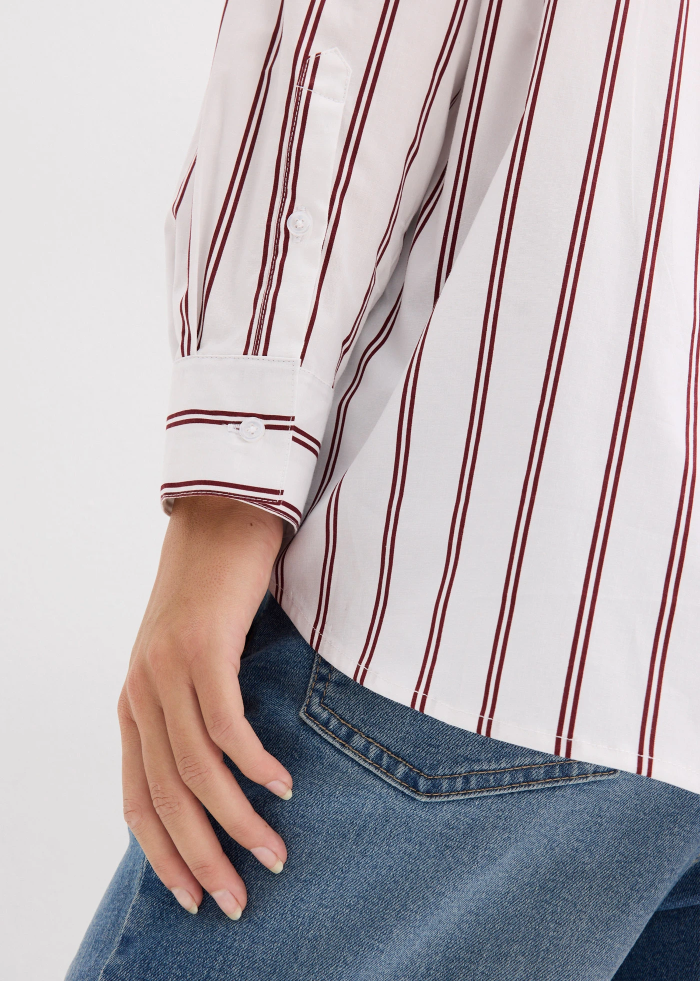Lange overhemdblouse • wit-robijnrood gestreept • bonprix online shop