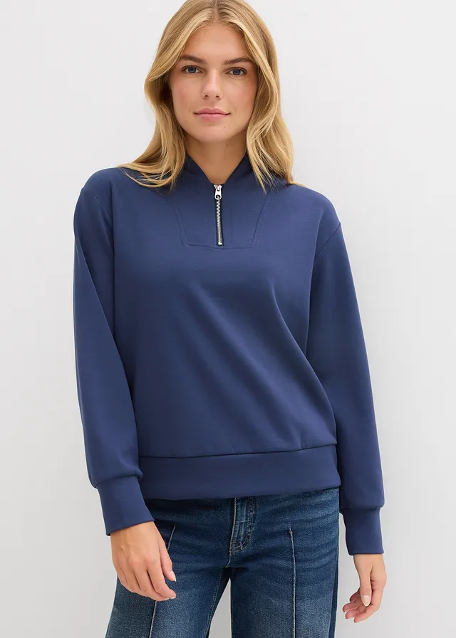 Sweater in een zachte viscosemix, Kleur: donkerblauw