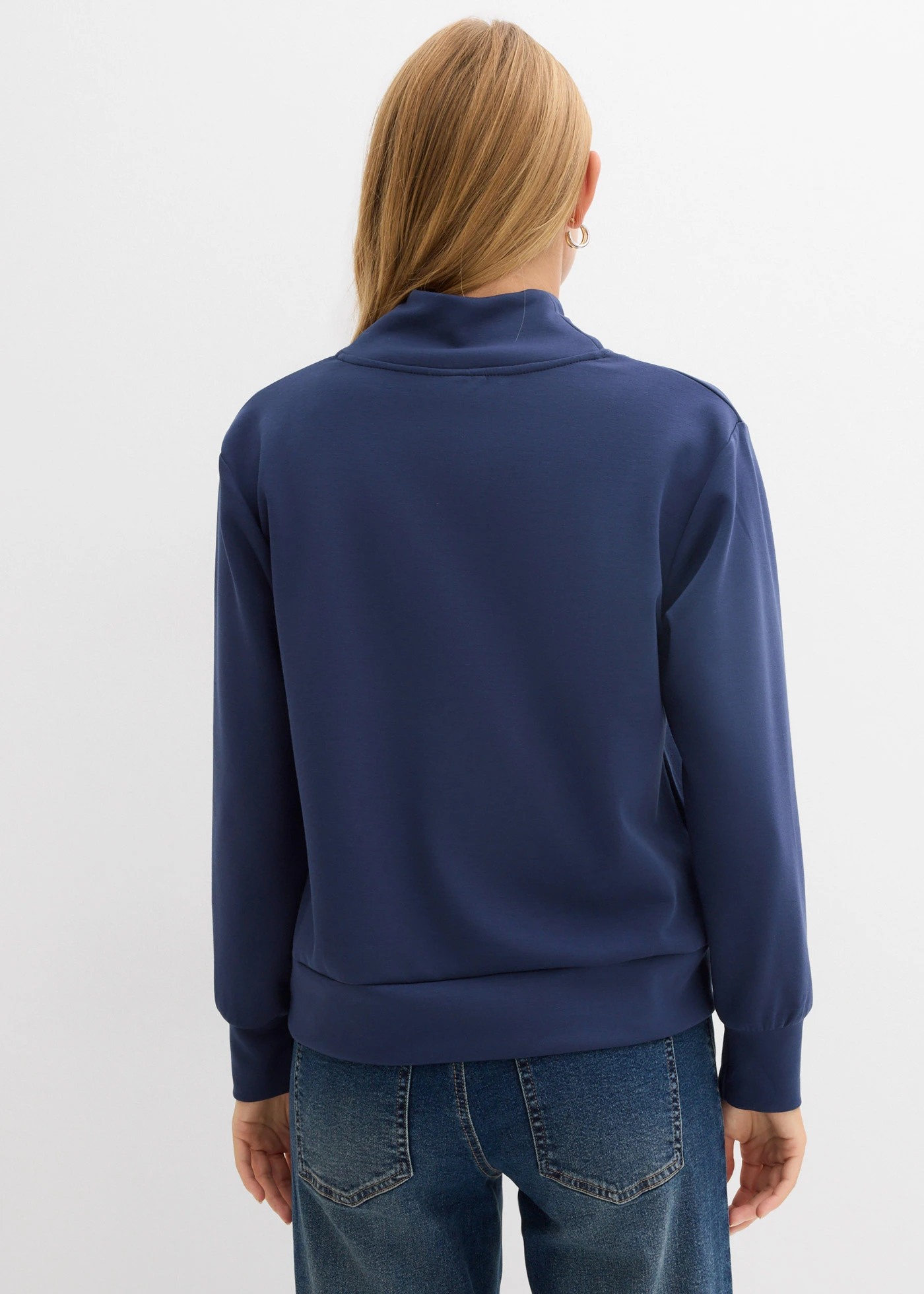 Sweat-shirt doux en matière néoprène • bleu foncé • Boutique bonprix