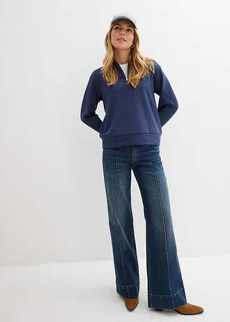 Sweater in een zachte viscosemix, Kleur: donkerblauw