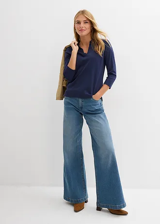 Bluză polo din bumbac organic 100% • bleumarin • magazin bonprix