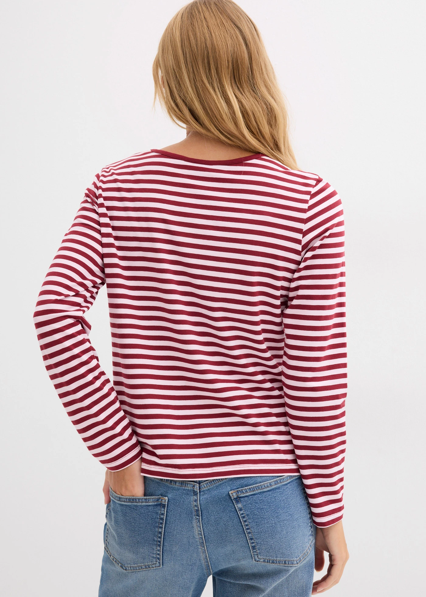 Longsleeve • kristalroze-robijnrood gestreept • bonprix online shop