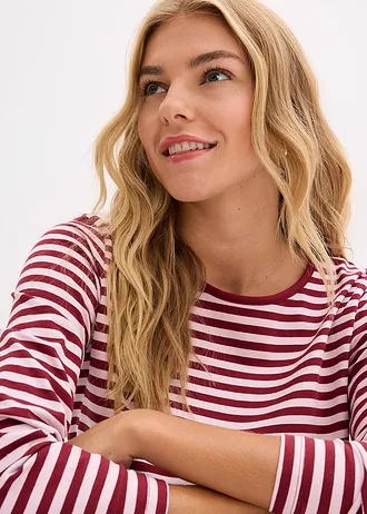 Longsleeve • kristalroze-robijnrood gestreept • bonprix online shop