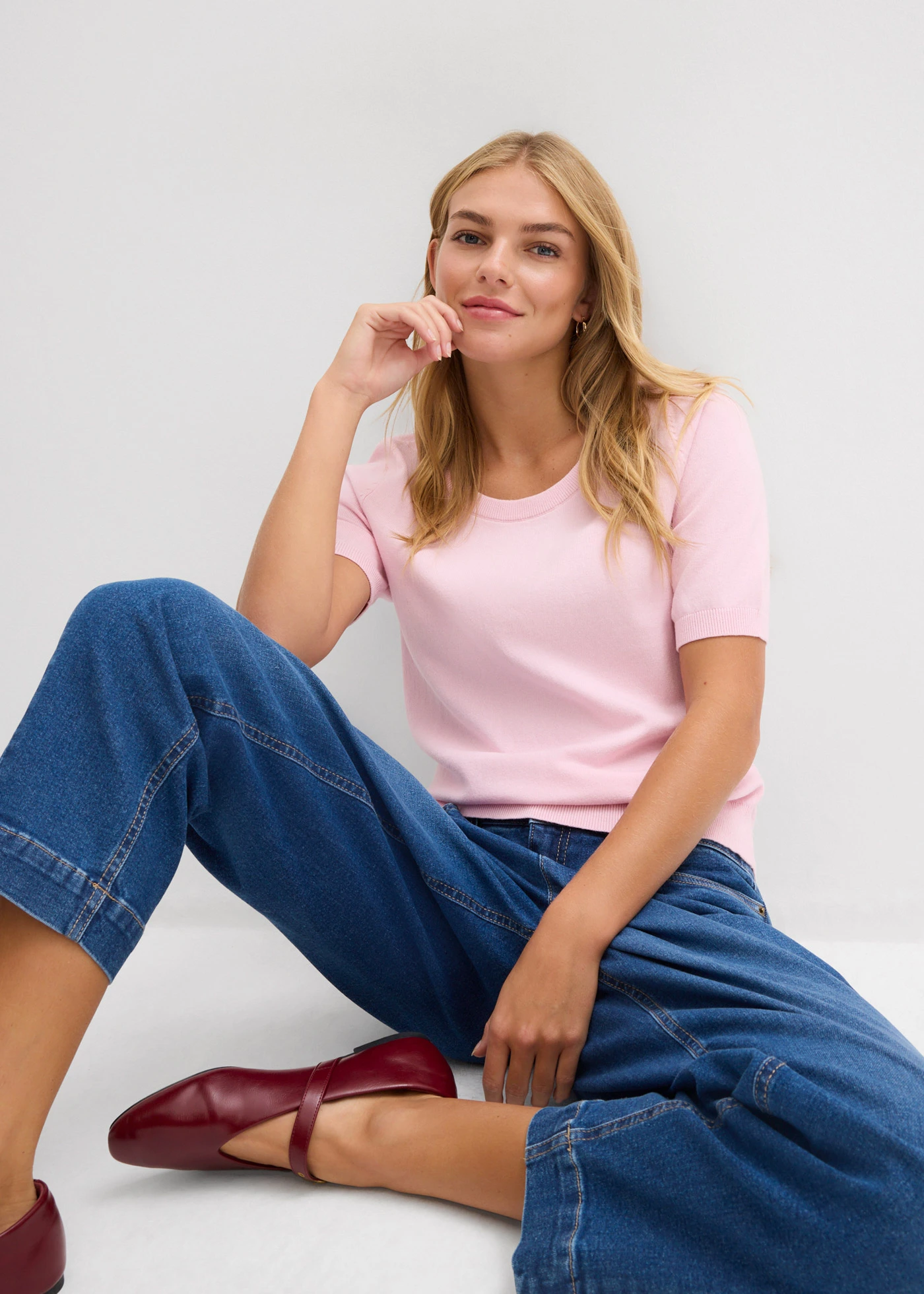 Pulover din tricotaj fin • roz cristal • magazin bonprix