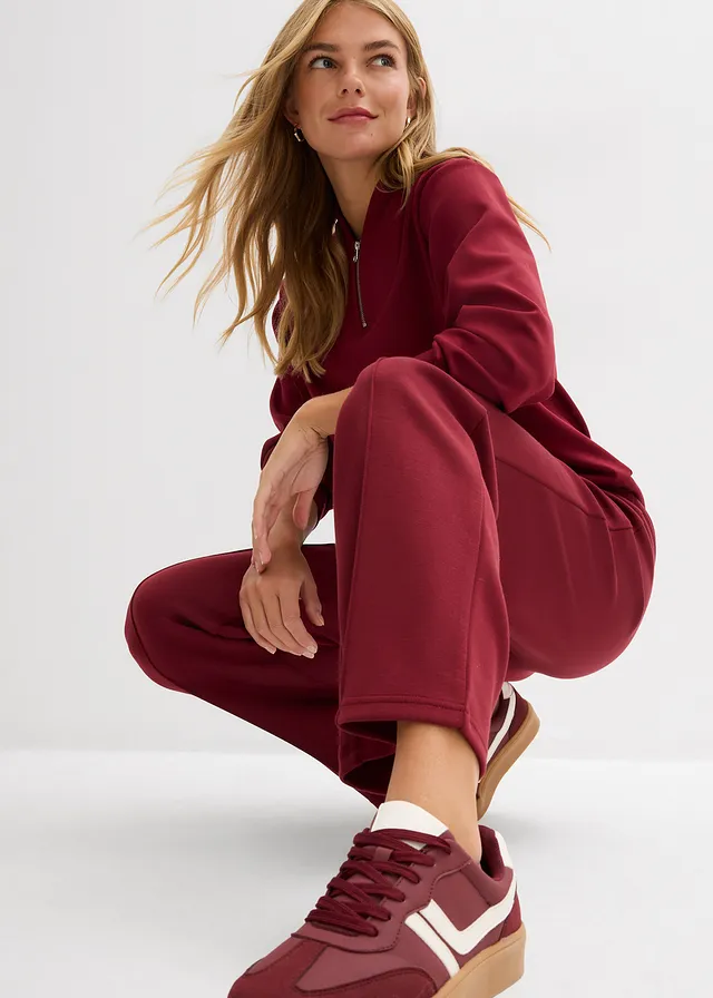 Pantaloni casual scuba din amestec moale de viscoză • roșu rubiniu • magazin bonprix