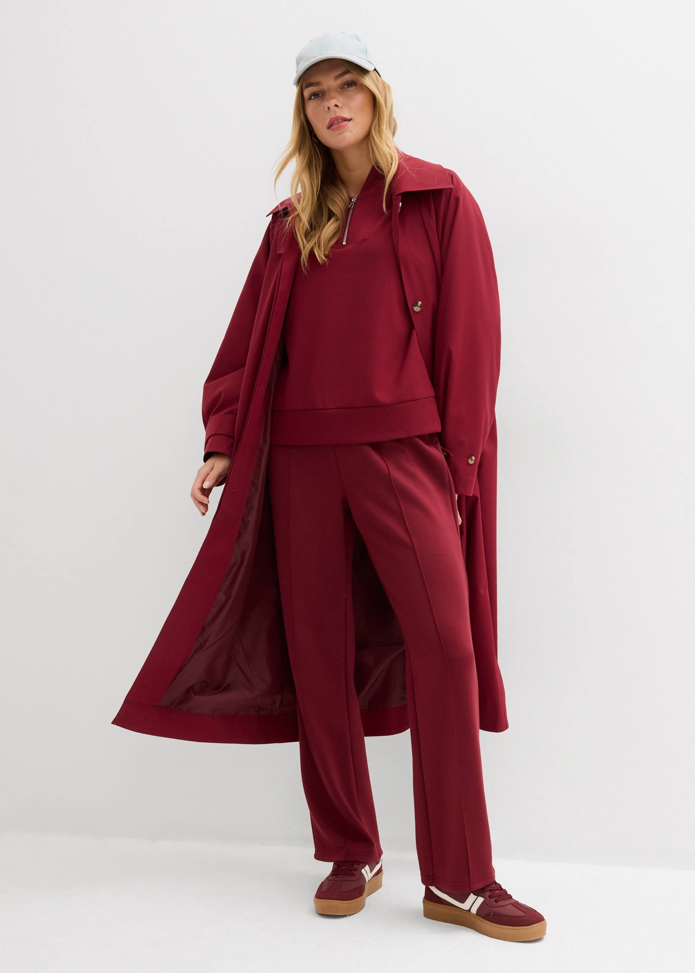 Pantalon sweat doux en néoprène • rouge rubis • Boutique bonprix