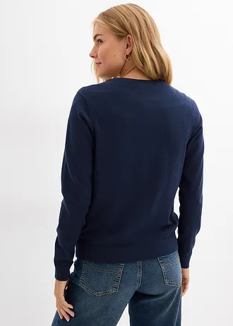 Fijngebreid vest, Kleur: donkerblauw