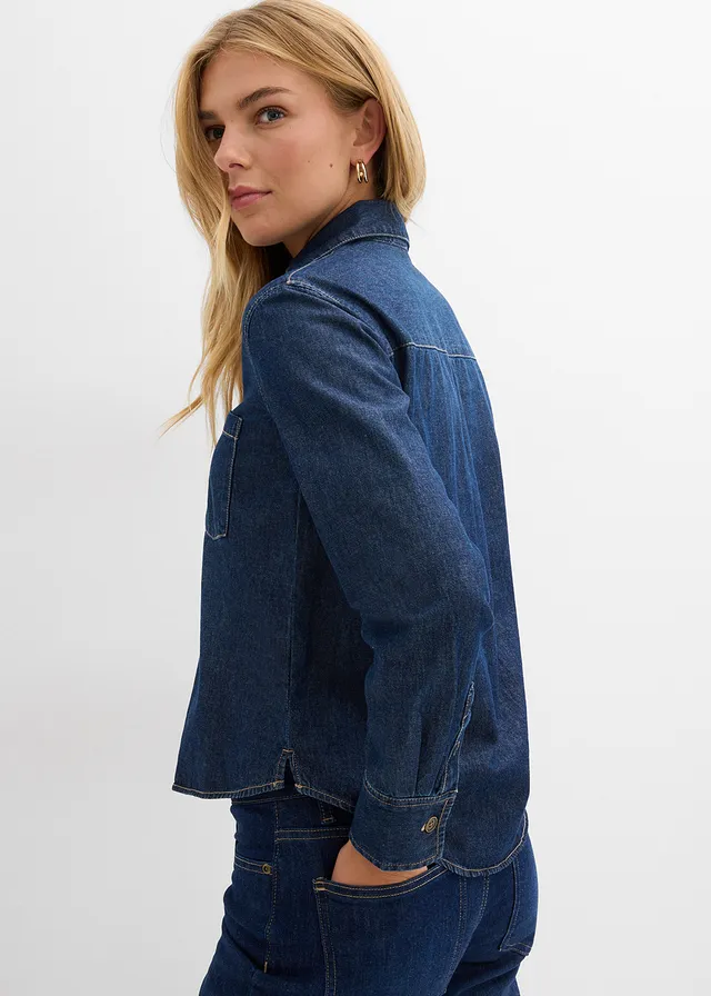 Tunique en jean, Couleur: bleu foncé denim used