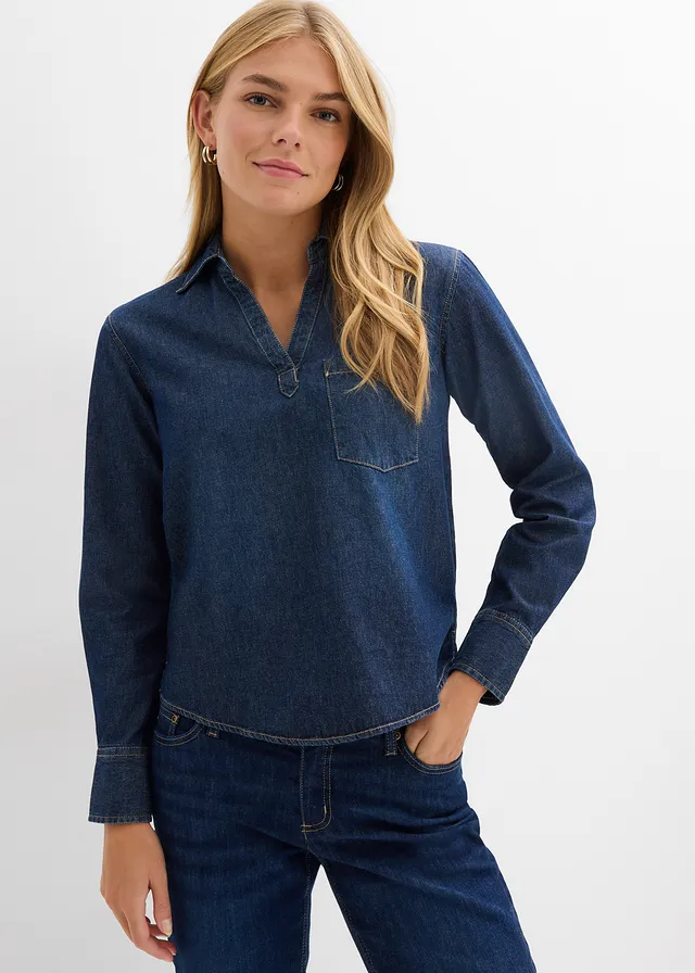 Spijkertuniek van biologisch katoen, Kleur: donkerblauw denim used