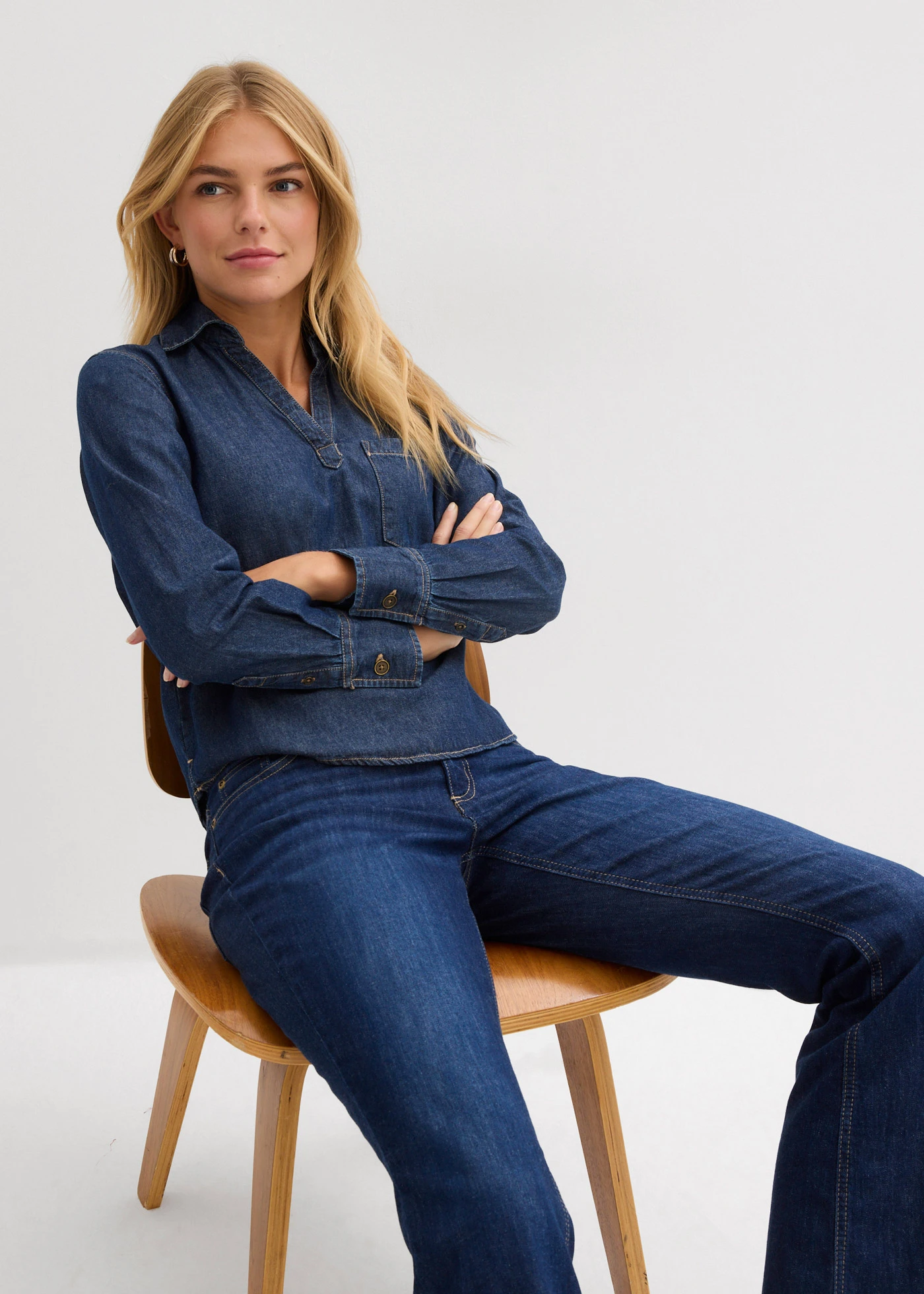 Tunika dżinsowa z bawełny organicznej • granatowy denim used • sklep bonprix