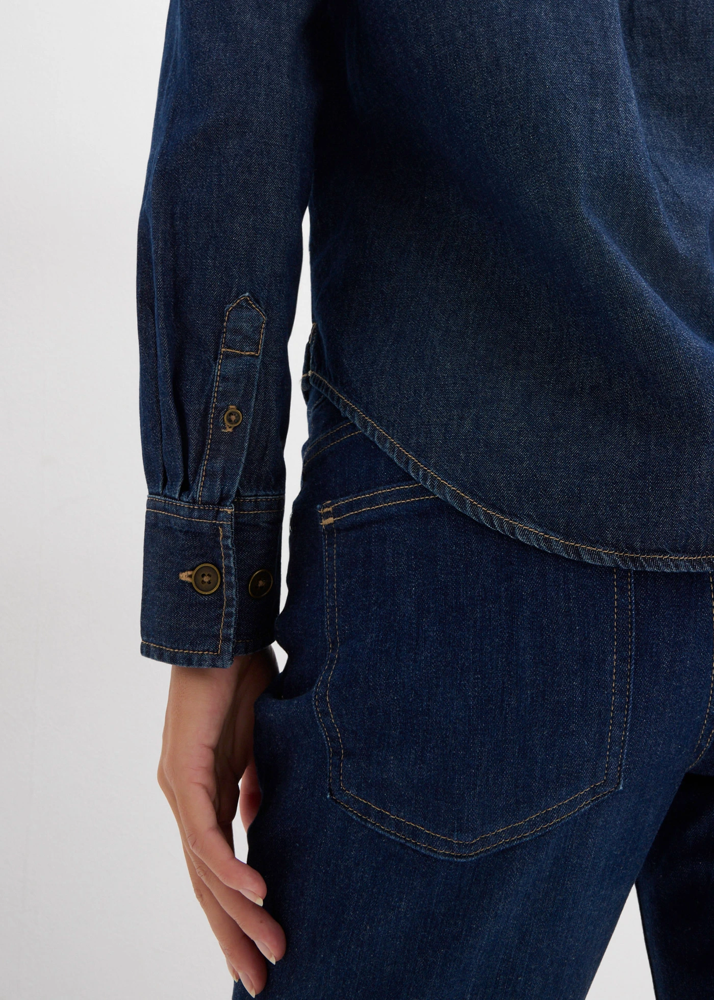 Farmer tunika tiszta bio-pamutból • sötétkék denim, használt hatású • bonprix áruház