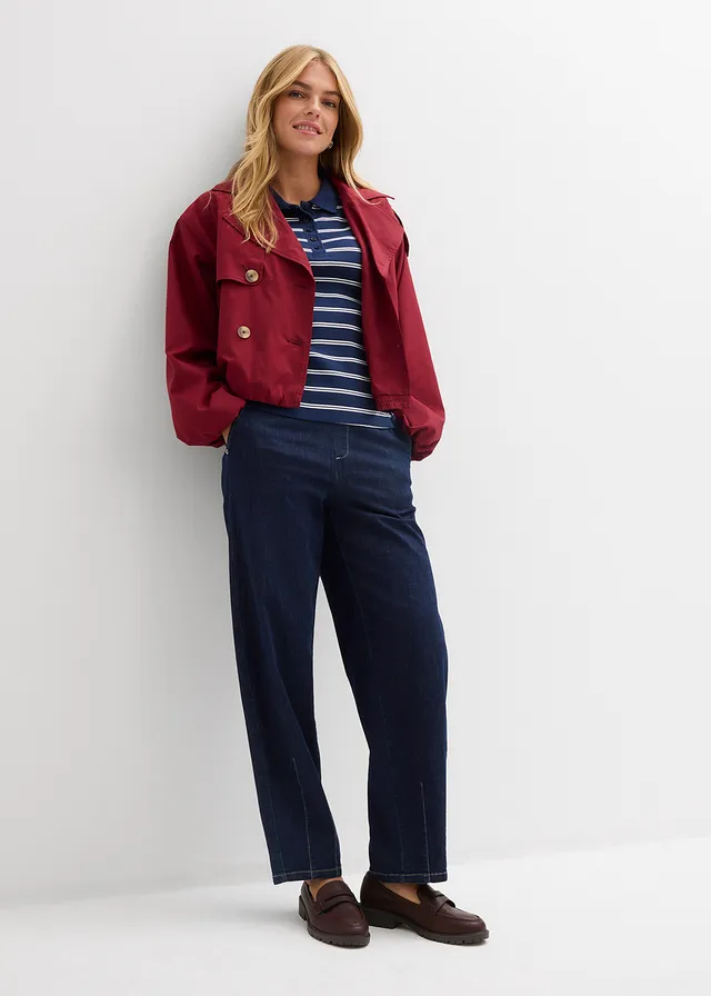 Polo tričko, vrúbkované tmavomodrá denim