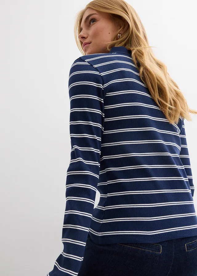 Geribd poloshirt • donkerblauw/wit • product-page.page-title-suffix