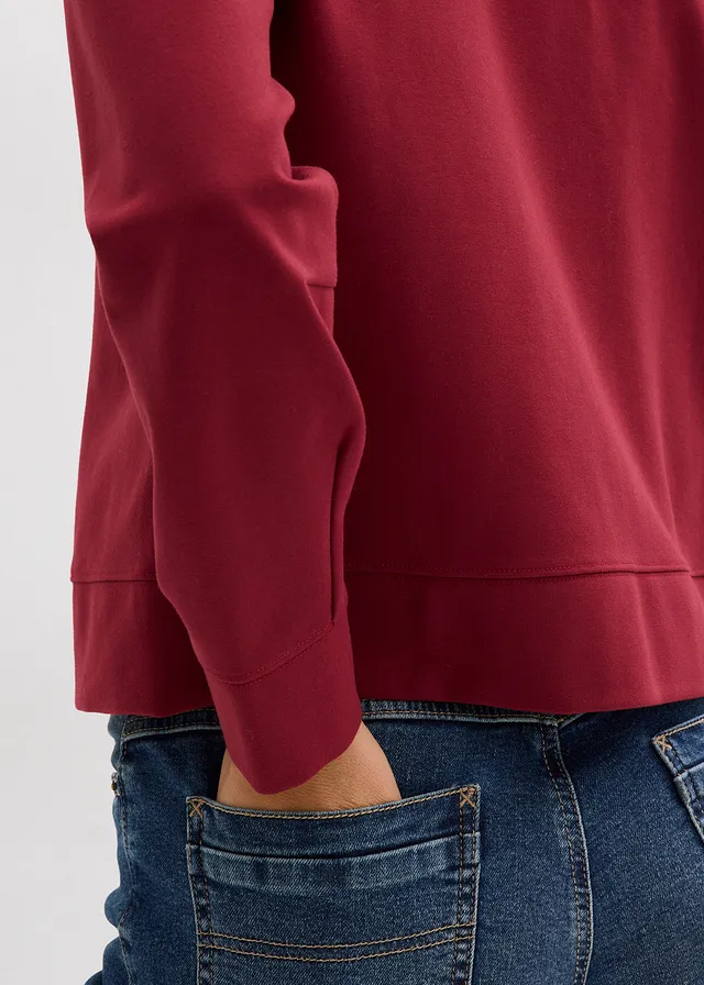 Sweatvest van comfortabel Punto di Roma • robijnrood-wit • product-page.page-title-suffix