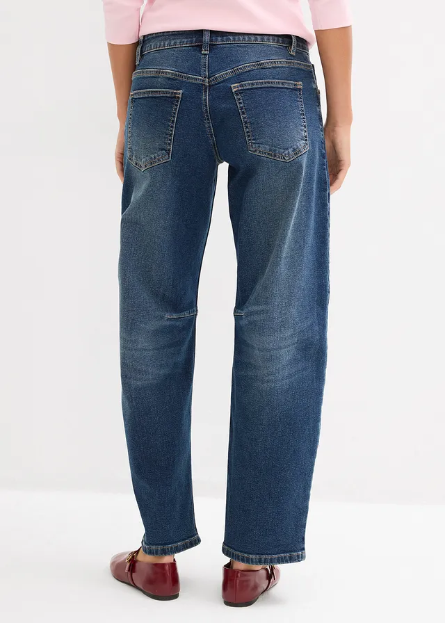 Barrel jeans, mid waist • donkerblauw denim used • product-page.page-title-suffix