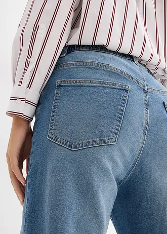 Jeansy o luźnym kroju z wysokim stanem, straigt • niebieski denim "used" • sklep bonprix