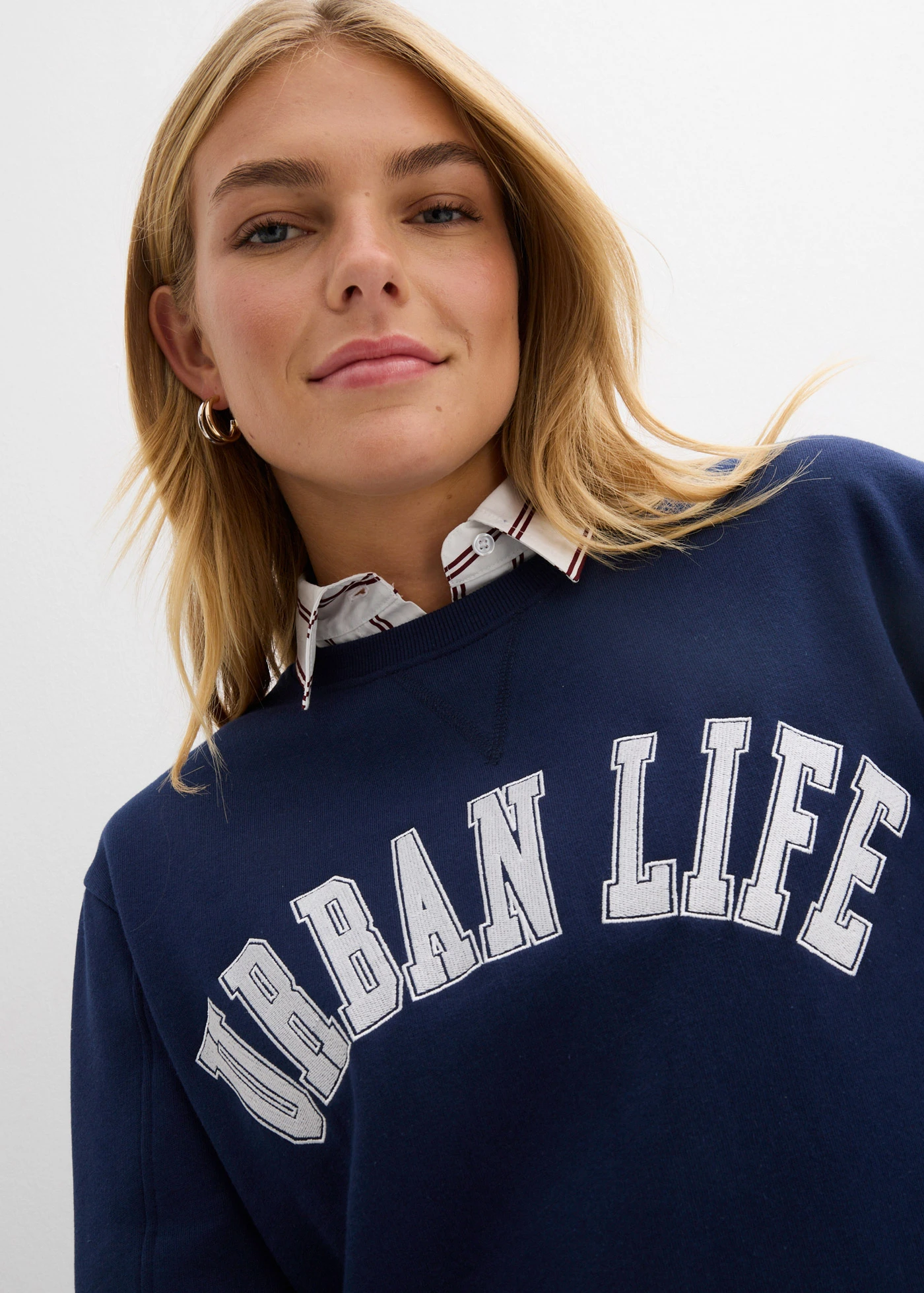 Oversized sweater van katoen • donkerblauw • bonprix online shop