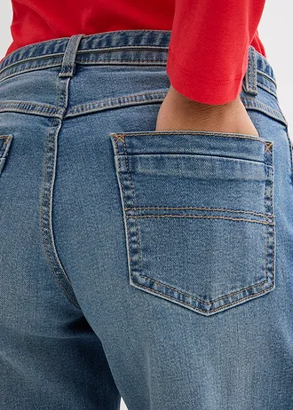 Jean large taille mi-haute, long • bleu moyen denim used • Boutique bonprix