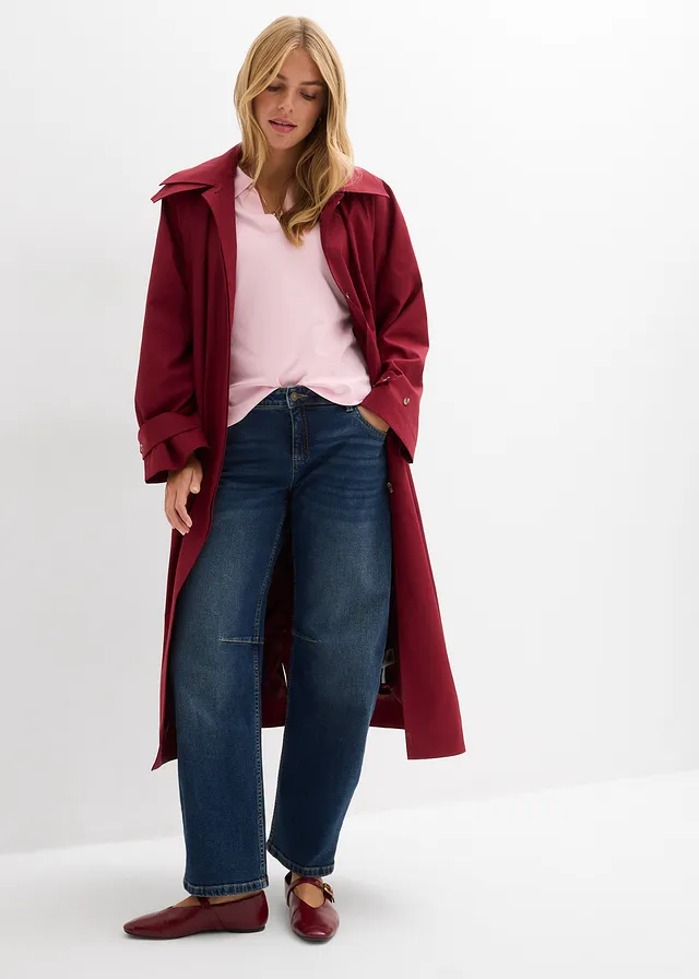 Barrel jeans, mid waist • donkerblauw denim used • product-page.page-title-suffix