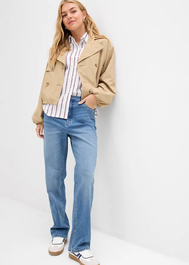Loose fit straight jeans, high waist • middelblauw denim used • product-page.page-title-suffix