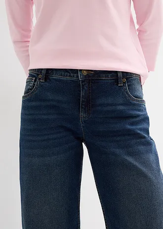 Barrel farmer, Mid Waist • sötétkék denim, használt hatású • bonprix áruház