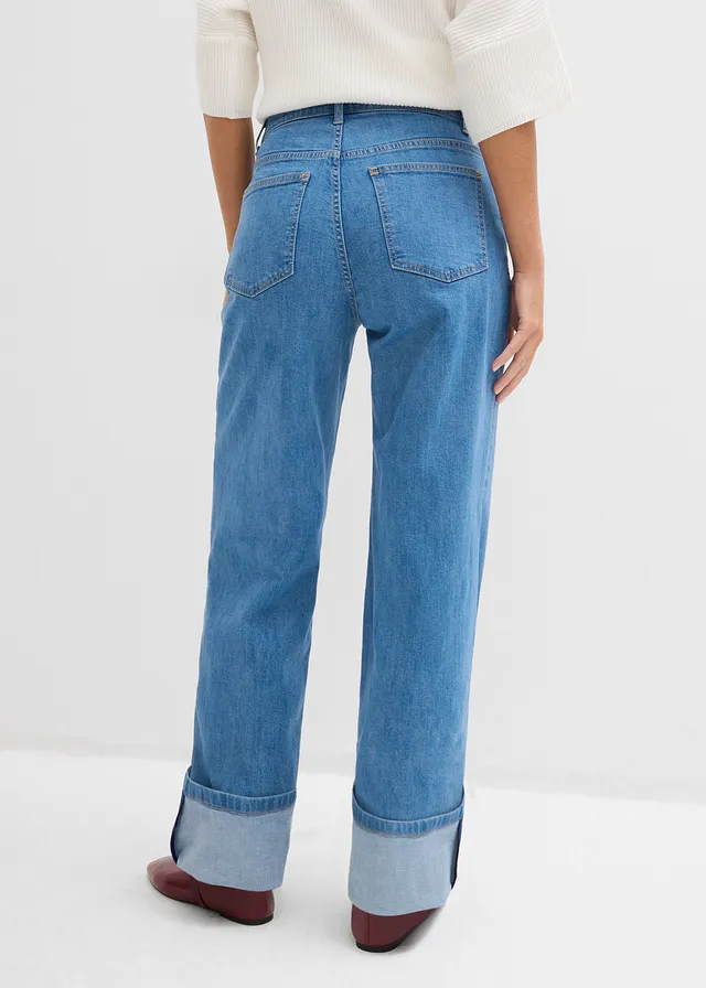 Jean droit loose taille mi-haute, long • bleu clair denim • product-page.page-title-suffix