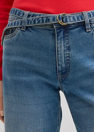 Jeansy z szerokimi nogawkami o średnim stanie, pełna długość • niebieski denim "used" • sklep bonprix