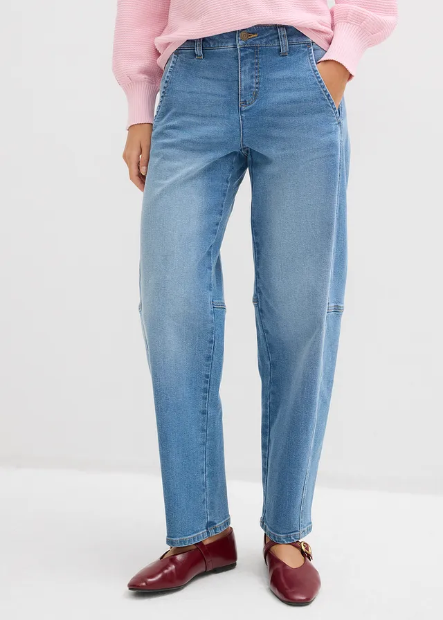 Jean barrel taille mi-haute • bleu moyen denim used • product-page.page-title-suffix