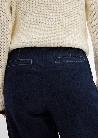 Džíny Barrel, Mid Waist, pohodlný pas • sytě modrý denim unwashed • bonprix obchod