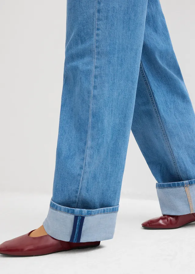 Jean droit loose taille mi-haute, long • bleu clair denim • product-page.page-title-suffix