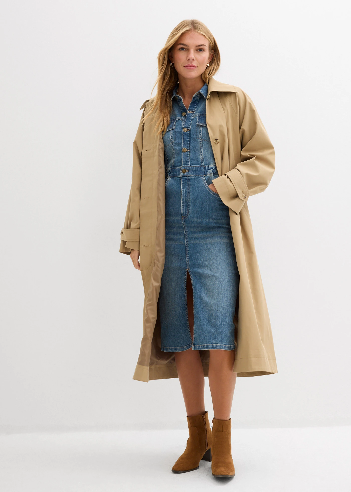 Spijkerjurk met biologisch katoen • middelblauw denim used • bonprix online shop