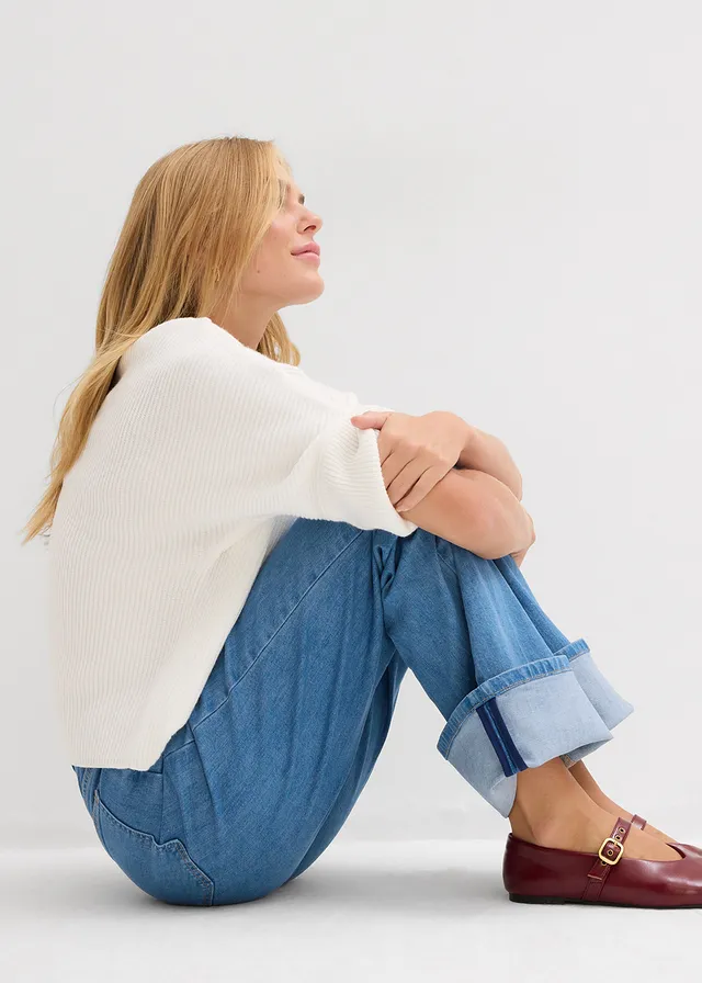 Jean droit loose taille mi-haute, long • bleu clair denim • product-page.page-title-suffix