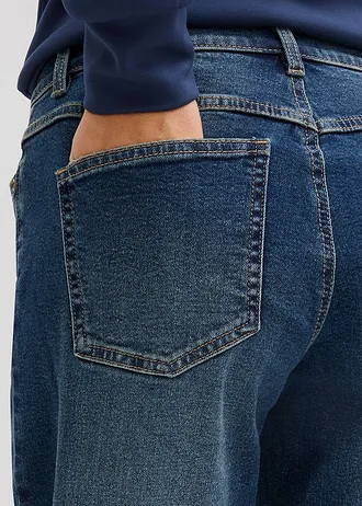 Wide leg jeans mid waist, full length • donkerblauw denim used • bonprix online shop